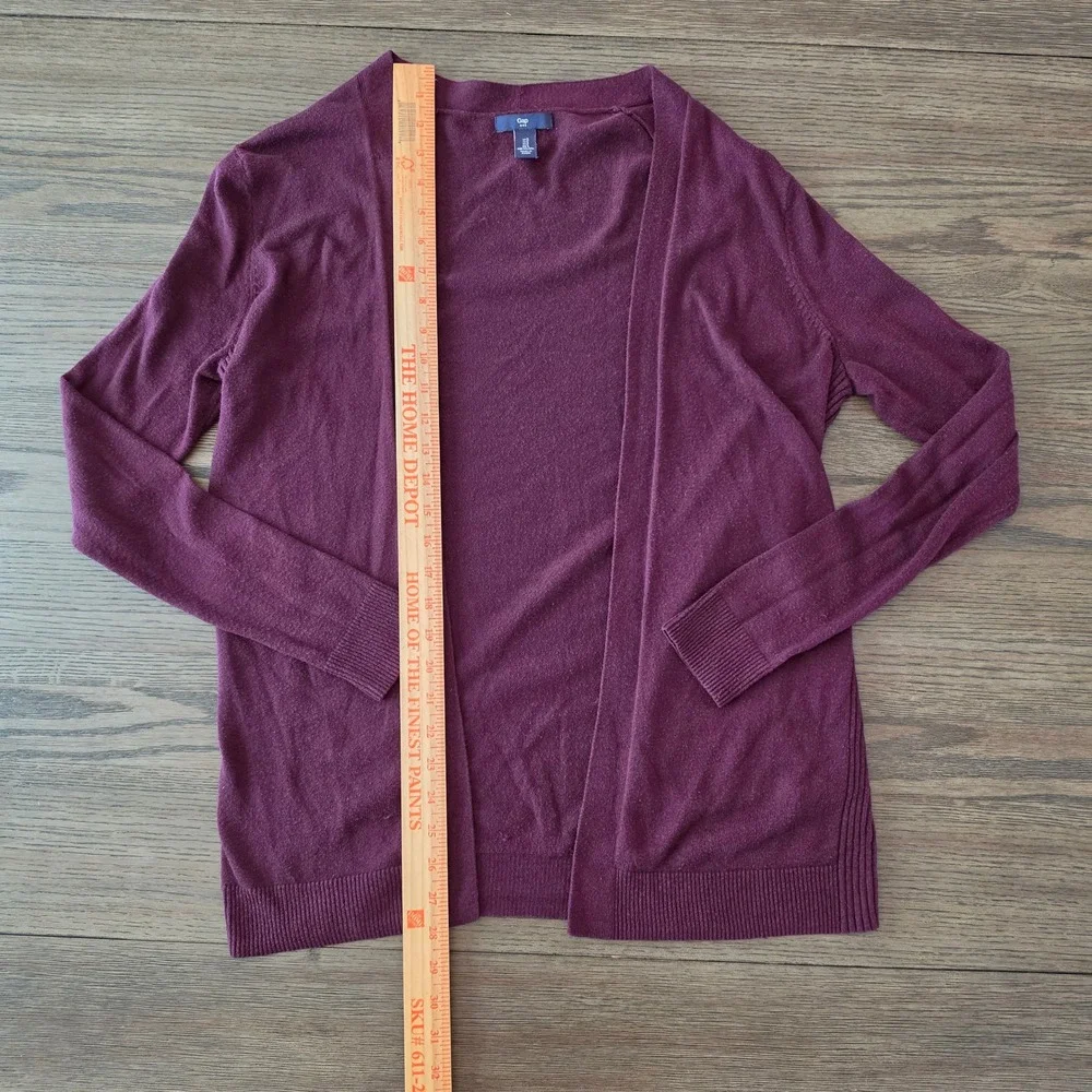 Gap Womens Small Burgundy Plum Open Front Cotton Blend Knit Cardigan Sweater
